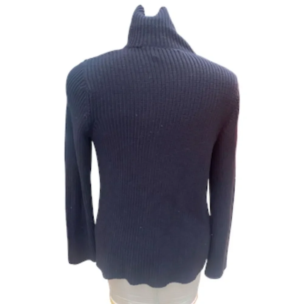 Jones New York Sport Cardigan Black Snap Front Zip Pockets Sz. L